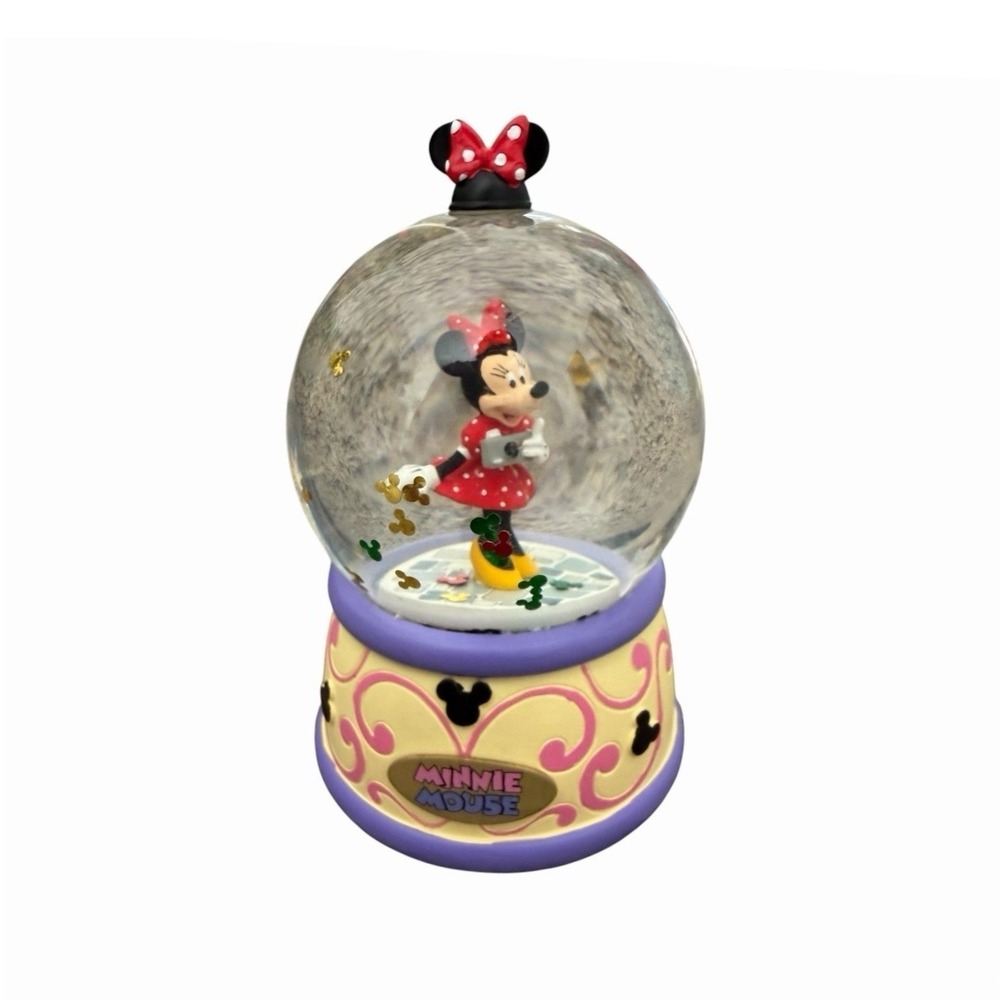 Disney Minnie Mouse Musical Snow globe Sankyo Plays Minnie's Yoo Hoo Excellent
